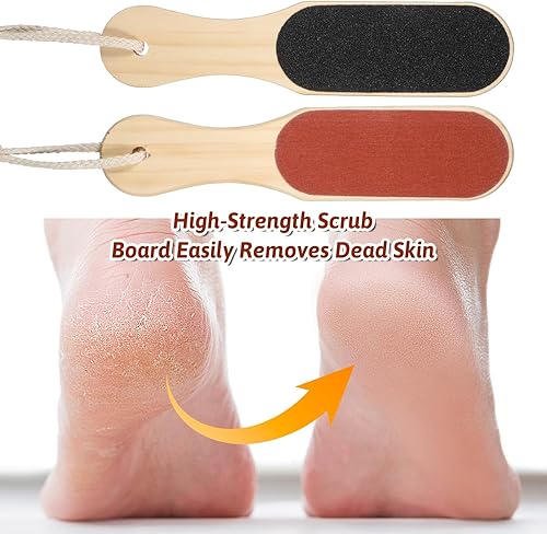 Miniatura 3 de Lima de pie removedor de callos profesional pedicura con mango de madera, raspador de talón para quitar la piel dura, herramienta de superficie de