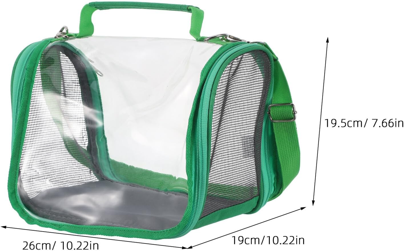 Kisangel Portable Small Bird Travel Cage Carrier with Strap and Handle, Lightweight Green Parakeet and Lizard Transport Bag for Outdoor Trips and Hiking