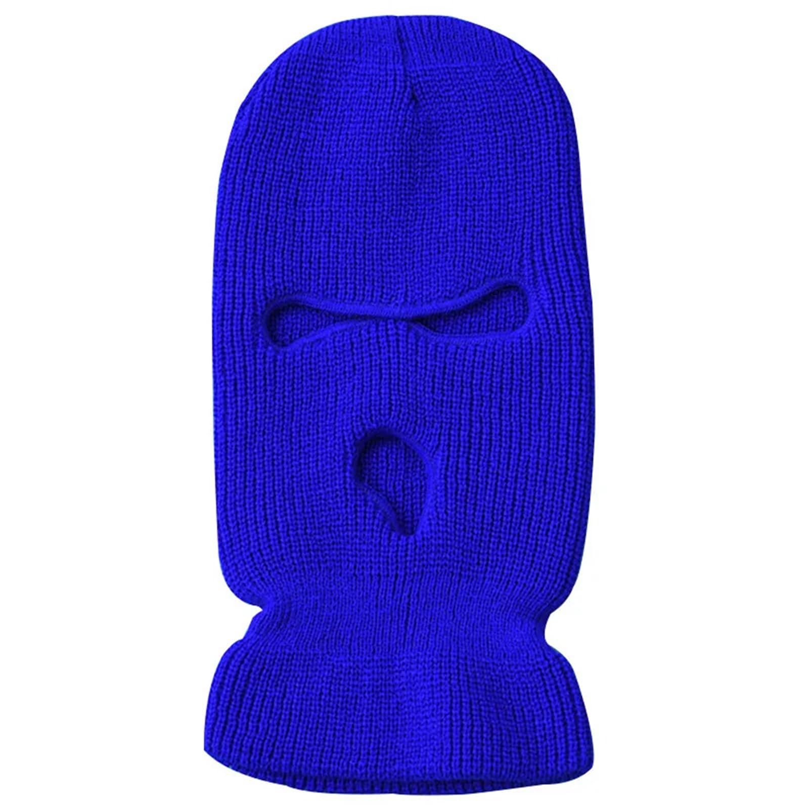 2 pasamontañas de Punto for Hombre, Resistentes al Viento, Cara Completa, cálidos, Invierno, con 3 Agujeros para Esquí Ciclismo
