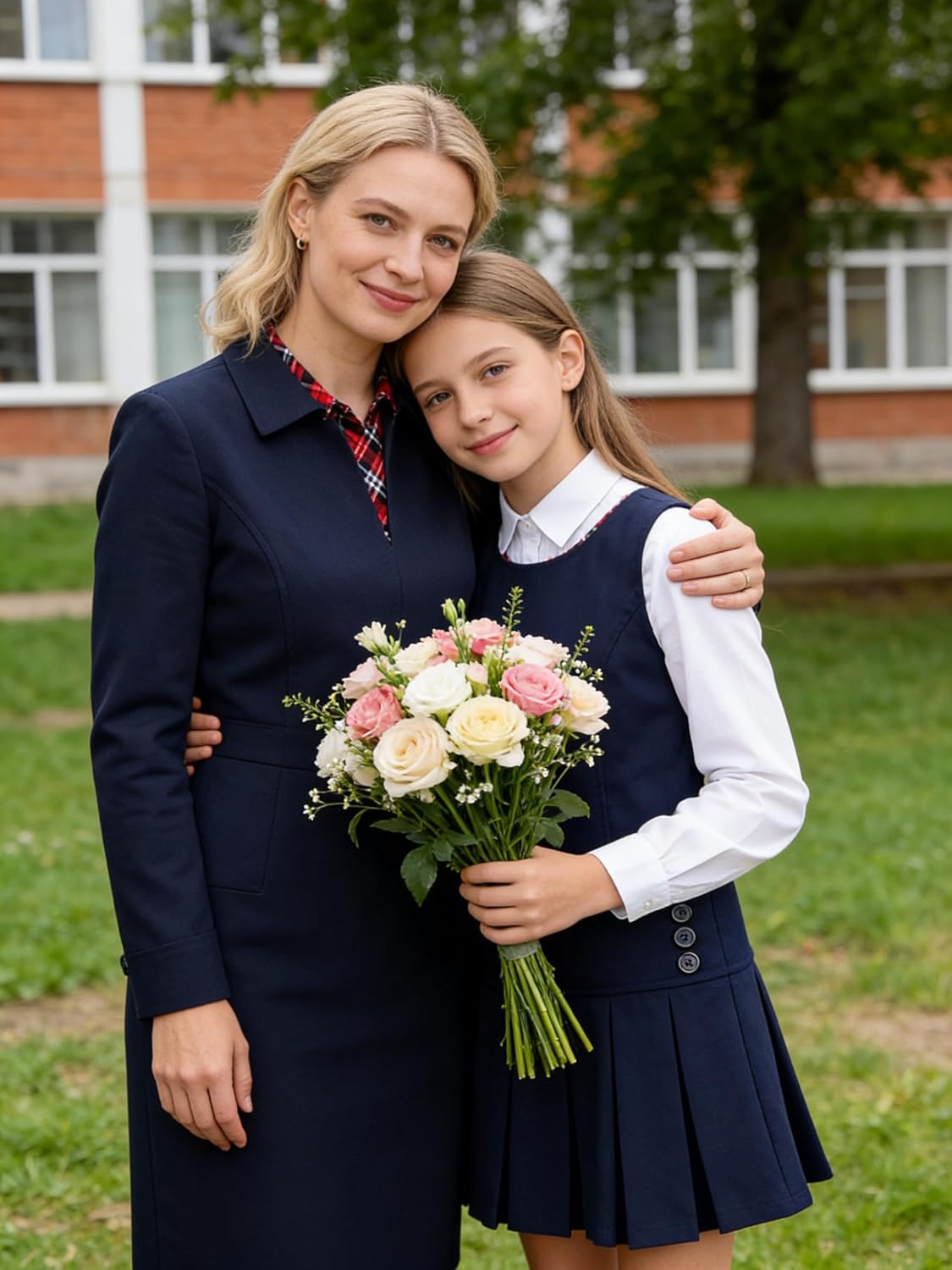 Bienzoe Girls School Uniform Jumper: Stretch Pleated Durable Kids Knee Length Sleeveless Dress - Image 5