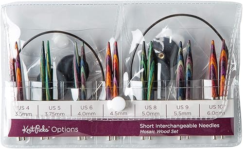 Miniatura 2 de Knit Picks Opciones Juego de agujas de tejer de madera intercambiables de punta corta de 2-34" (mosaico)