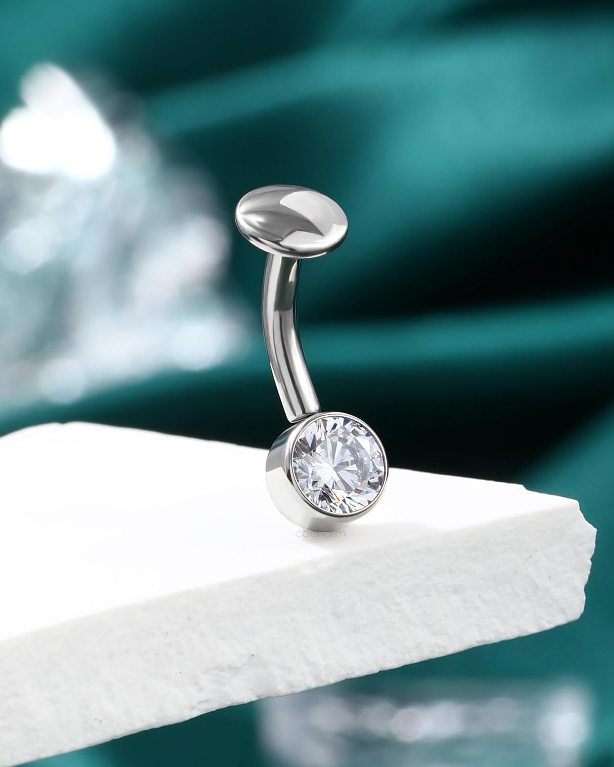 COCHARM G23 Solid Titanium Belly Button Rings 14G 8MM Floating Belly Navel Rings for Women Push in Navel Piercing Jewelry - Image 4