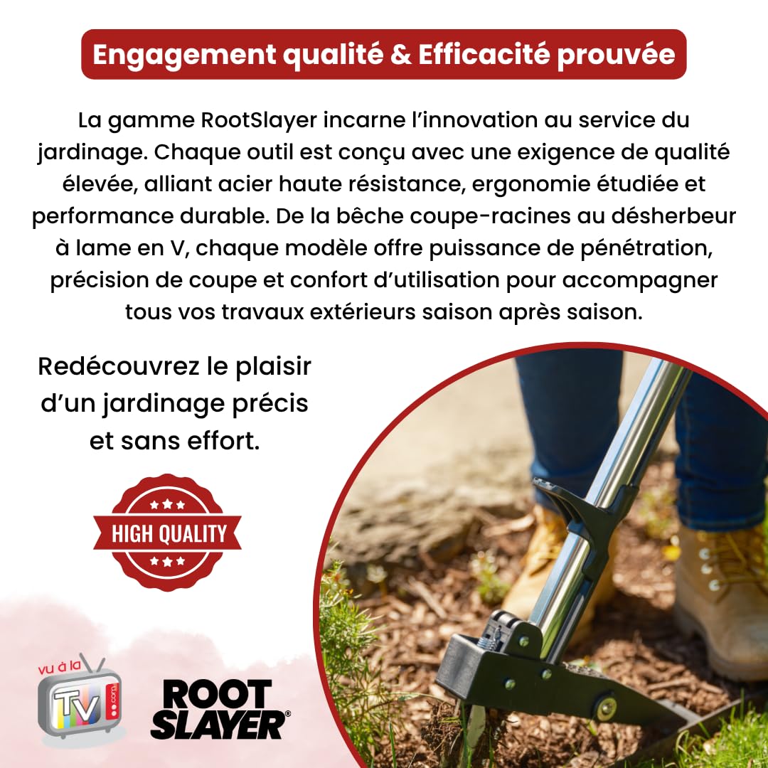 Venteo - Désherbeur Manuel Rootslayer | Désherbage Jardin Mauvaises Herbes | Extracteur Racines Profondes | Outil Jardinage Pelouse avec Levier Appui Pied | Travaux Jardin Gazon Terre Sol Dur