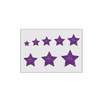 Glitter Star Face Stickers - Sparkling Skin-Safe Decorations in Vibrant Single Colors, Festivals, Parties, Costumes - Set of 16 - Purple