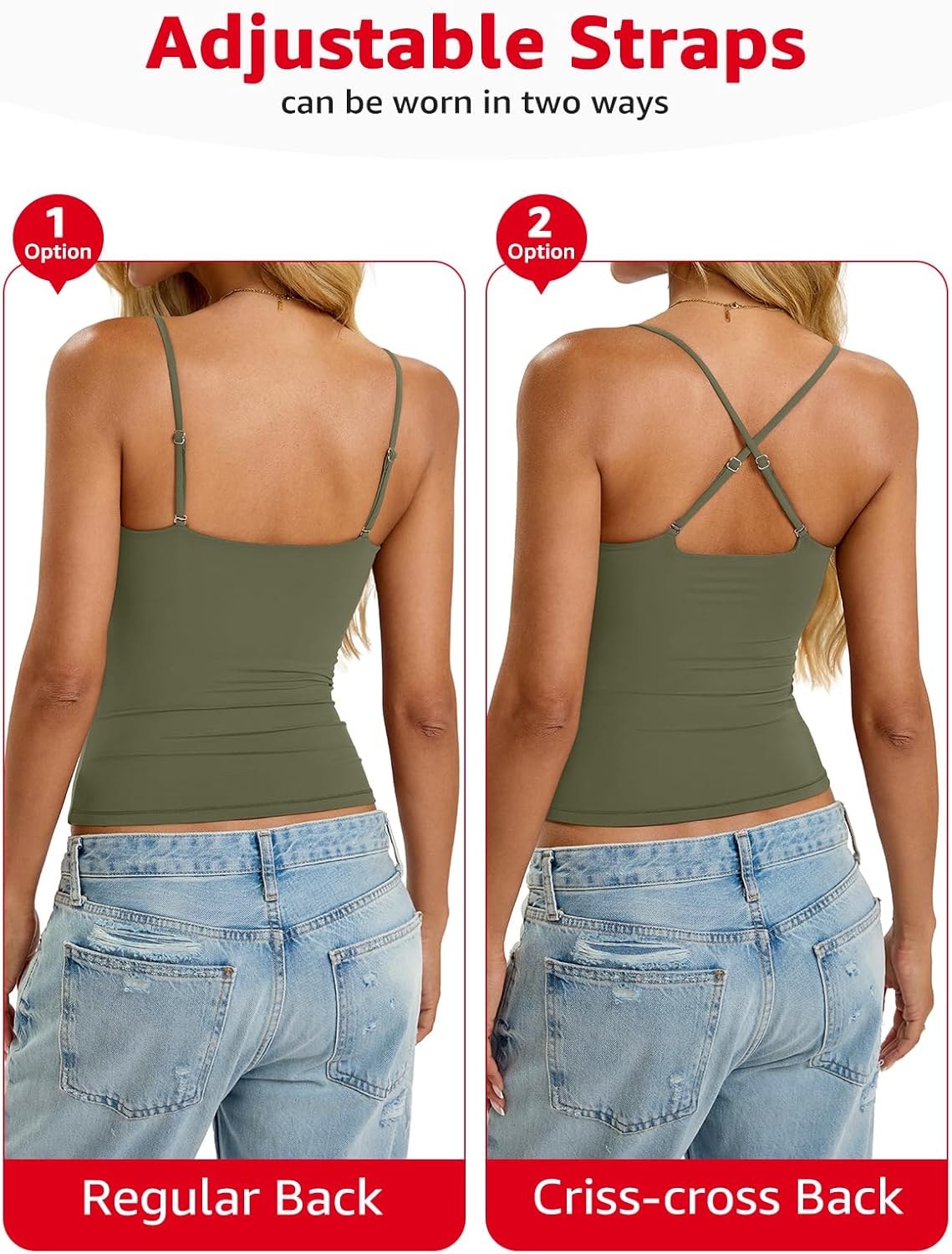 Womens Padded Cami Tank Tops Double Lined Spaghetti Strap Built in Bra Shirts Slim Fitted Basic Summer Cloth 2026 - Image 4