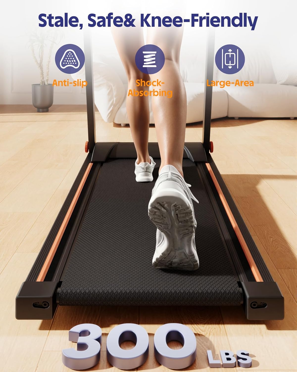 Superun Treadmills for Home, 4-in-1 Foldable Treadmill with Incline, 300 LBS Capacity Running Treadmills for Home Small Spaces with Handles, 3.0 HP Folding Treadmill with Smart APP