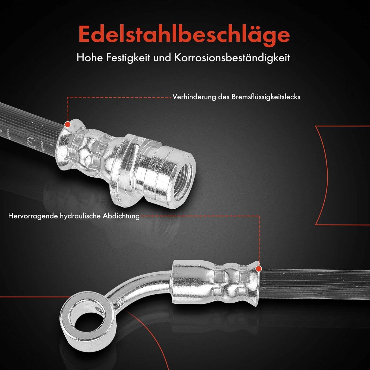 A-Premium Front Driver and Passenger Brake Hydraulic Hose Compatible with Select Honda Models - CR-V 2002 2003 2004 2005 2006 2.4L - Replace# 01465S9A000(Pack of 2)