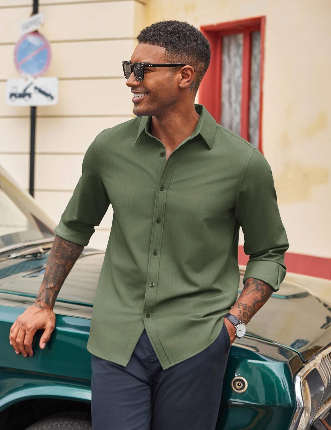 COOFANDY Men's Casual Button Down Long Sleeve Untucked Denim Dress Shirt - Image 4