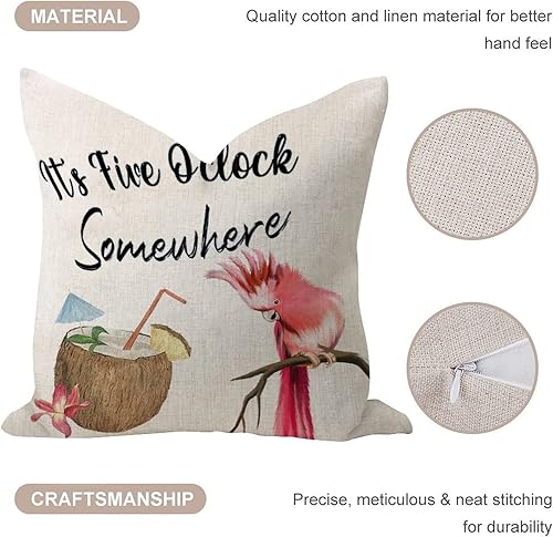 Miniatura 3 de Funda de cojín decorativa de 18 x 18 pulgadas, con texto en inglés "It's 5 O'Clock Somewhere", fundas de almohada suaves, fundas de almohada de lino