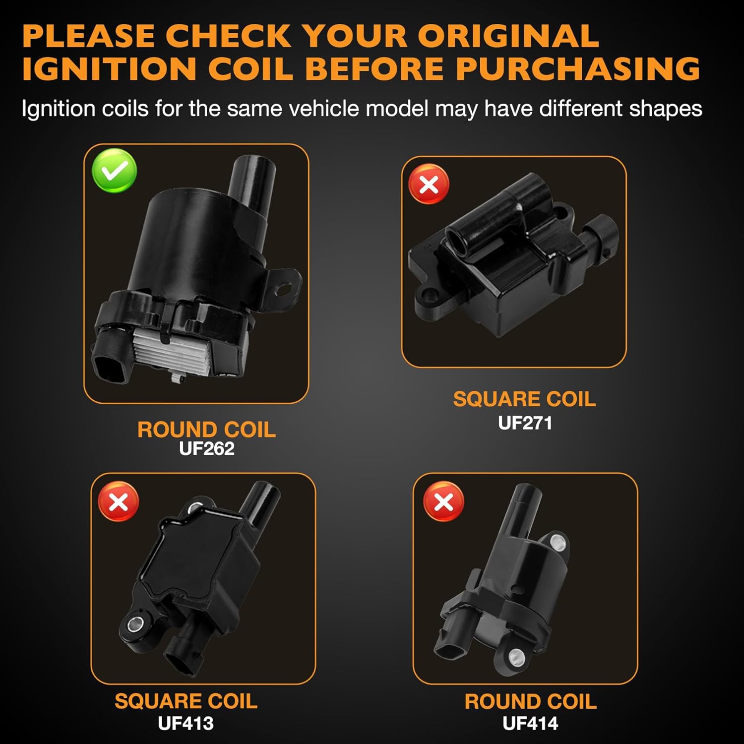 HQPASFY UF262 Ignition Coils & Iridium Spark Plug & Wires Set of 8 Compatible with 1999-2007 Chevy Avalanche Express Silverado 1500 2500 3500 GMC Savana Sierra V8 4.8L 5.3L 6.0L (Round Coils)