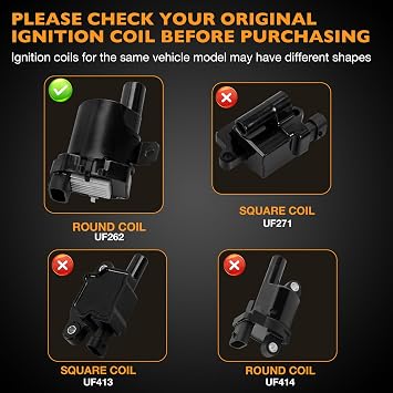 HQPASFY UF262 Ignition Coils & Iridium Spark Plug & Wires Set of 8 Compatible with 1999-2007 Chevy Avalanche Express Silverado 1500 2500 3500 GMC Savana Sierra V8 4.8L 5.3L 6.0L (Round Coils)