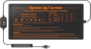 Spider Farmer 10x20.75 Inch Seedling Heat Mat with Built-in Thermostat, Waterproof Plant Heating Pad for Germination and Hydroponics