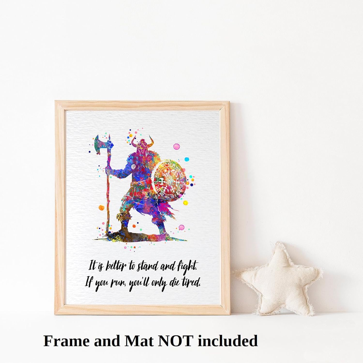 Dignovel Studios 11X14 Unframed Viking Stand and Fight Motivational Inspirational Quote Positivity Affirmation Watercolor Art Print Poster Wall Hanging Decor DN861