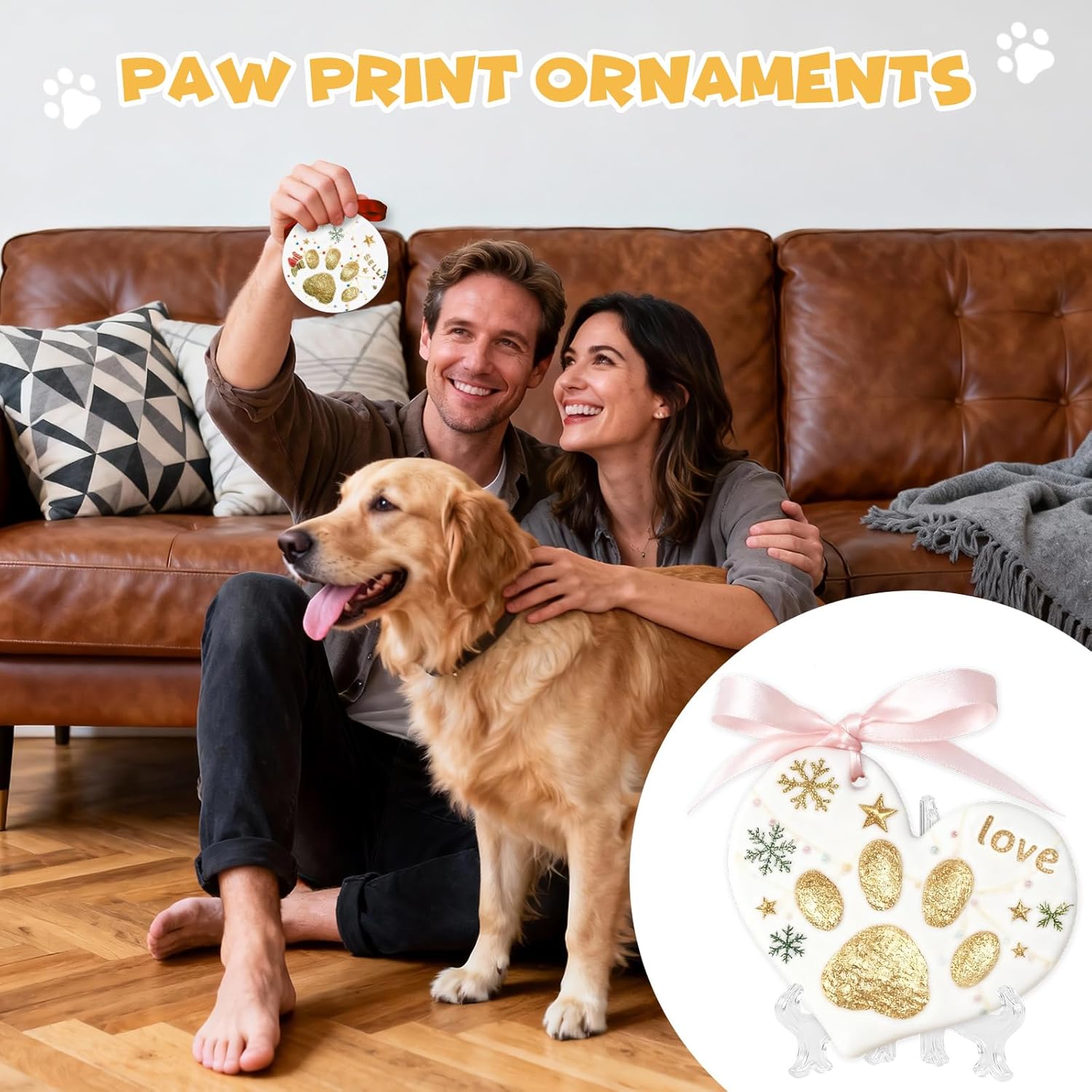 Paw Print Ornament Kit for Dogs & Cats - DIY Pet Pawprint Keepsake Kit with Soft Clay, Makes 3 Personalized Paw Print Ornaments, Ideal Gift for Pet Lovers - Image 6