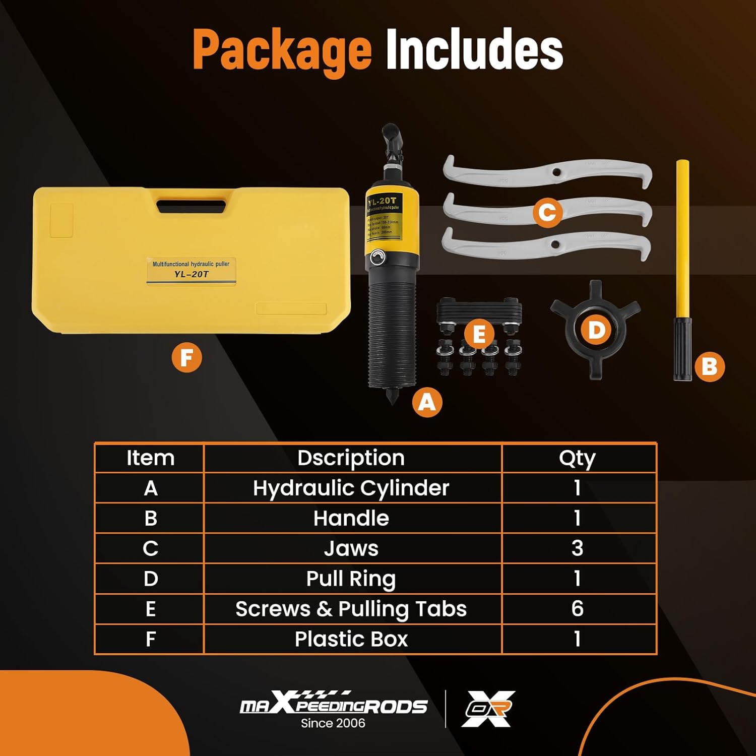 maXpeedingrods 20T Hydraulic Gear Puller, Hydraulic Wheel Bearing Puller Kit, 2 or 3 Jaws Puller, Bearing Hub Separator, Heavy Duty Hydraulic Puller Separator Tool