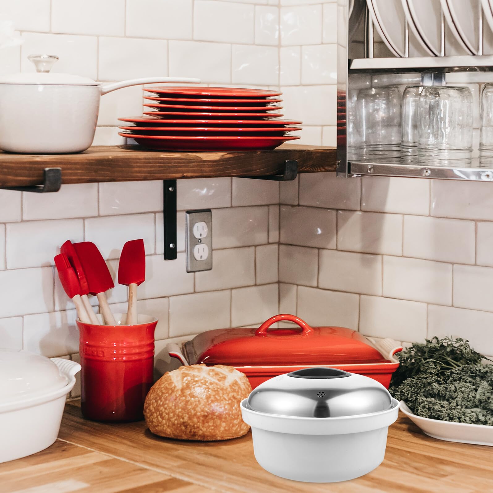Vaporera para Microondas de Acero Inoxidable con Mango Seguro Compacto para Cocinar al Vapor Panes Arroz y Verduras Fácil de Limpiar y Guardar Cocina Pequeña