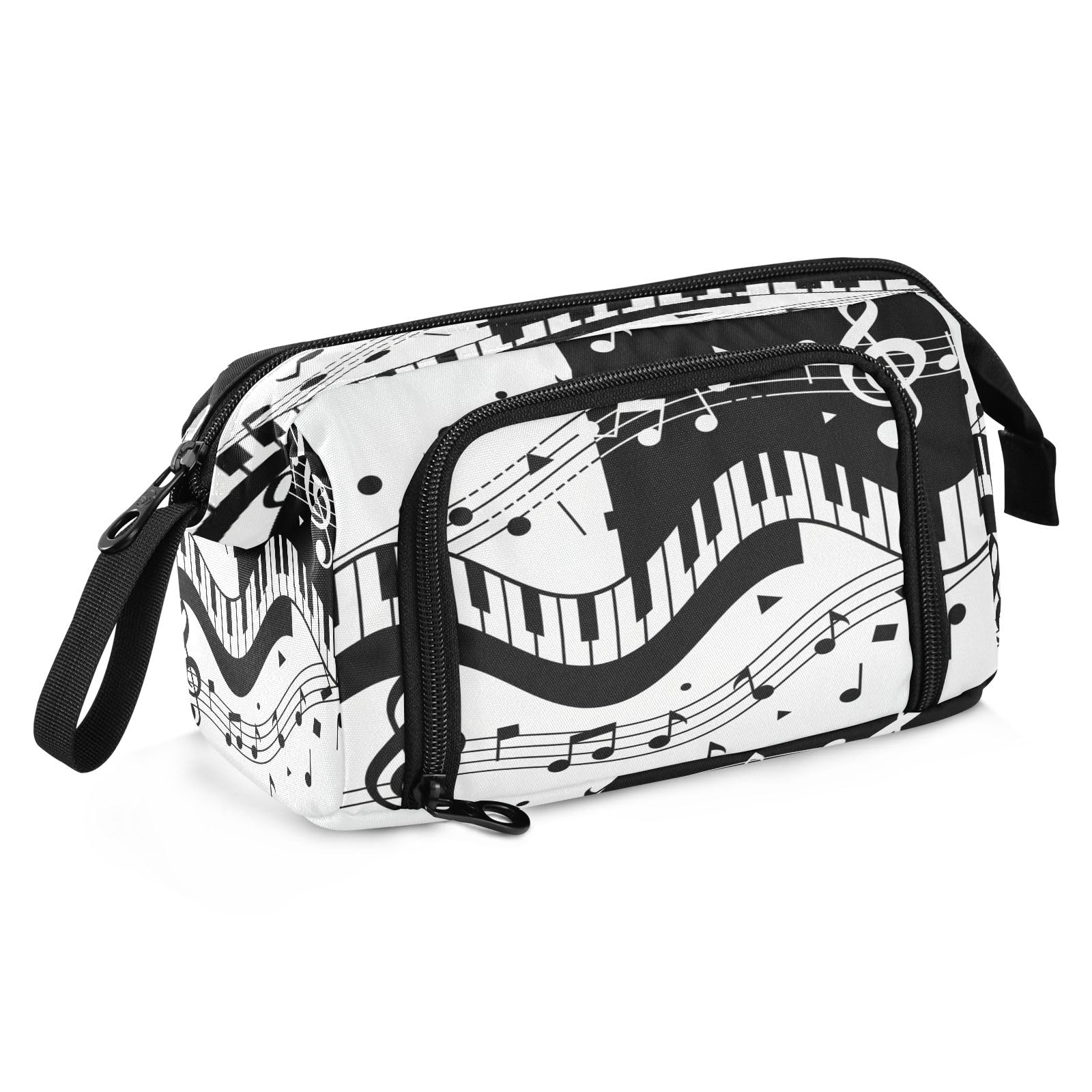 Mnsruu Big Capacity Pencil Case Piano Music Note Pouch Pen Case Pencil Box Stationery Bag Makeup Bag Office Organizer for Adults — image 1