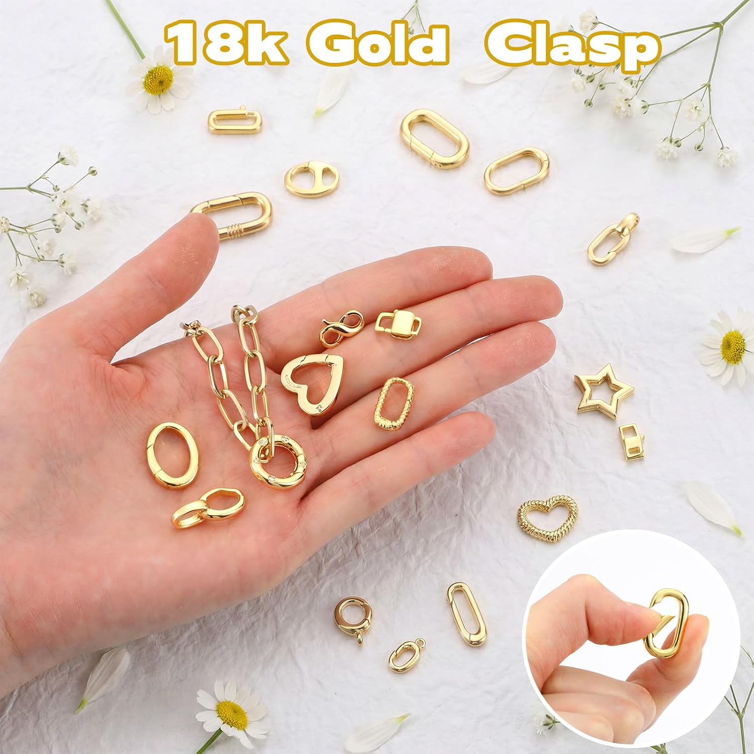 20 Pcs 18k Gold Filled Lobster Clasp, Oval Spring Clasps, Carabiner Clasps Clip Charms for Jewelry Making Necklace Bracelet DIY Keychain Findings