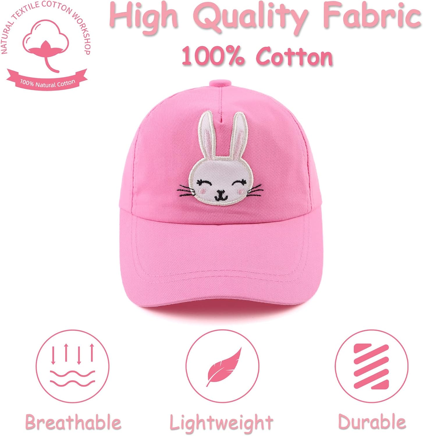 Zsedrut Girls Baseball Cap Kids Cotton Sun Hat Spring Summer Boys Peak Caps Adjustable Bunny Hats - Image 2