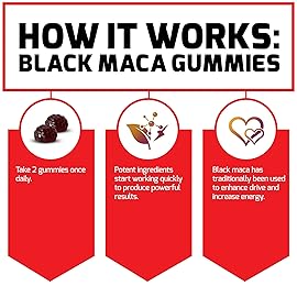 Force Factor Black Maca Gummies, 2-Pack, Black Maca Root to Enhance Male Vitality, Increase Energy & Strength, with BioPerine for Superior Absorption, Delicious Passion Berry Flavor, 120 Gummies