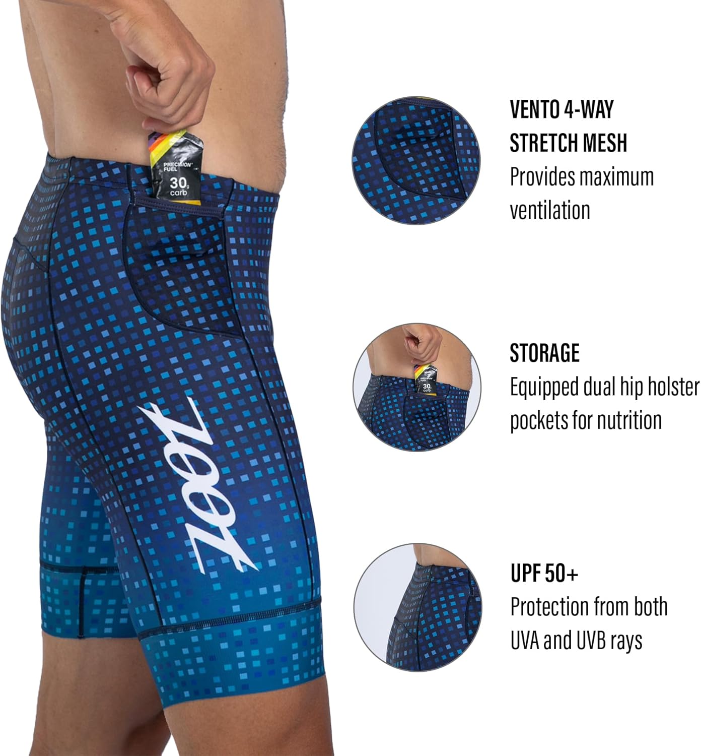 Zoot Men’s LTD 9-Inch Triathlon Shorts, Endurance Cycle Padded Shorts, for Swim, Bike, Run with Quick Drying UPF 50 + Fabric
