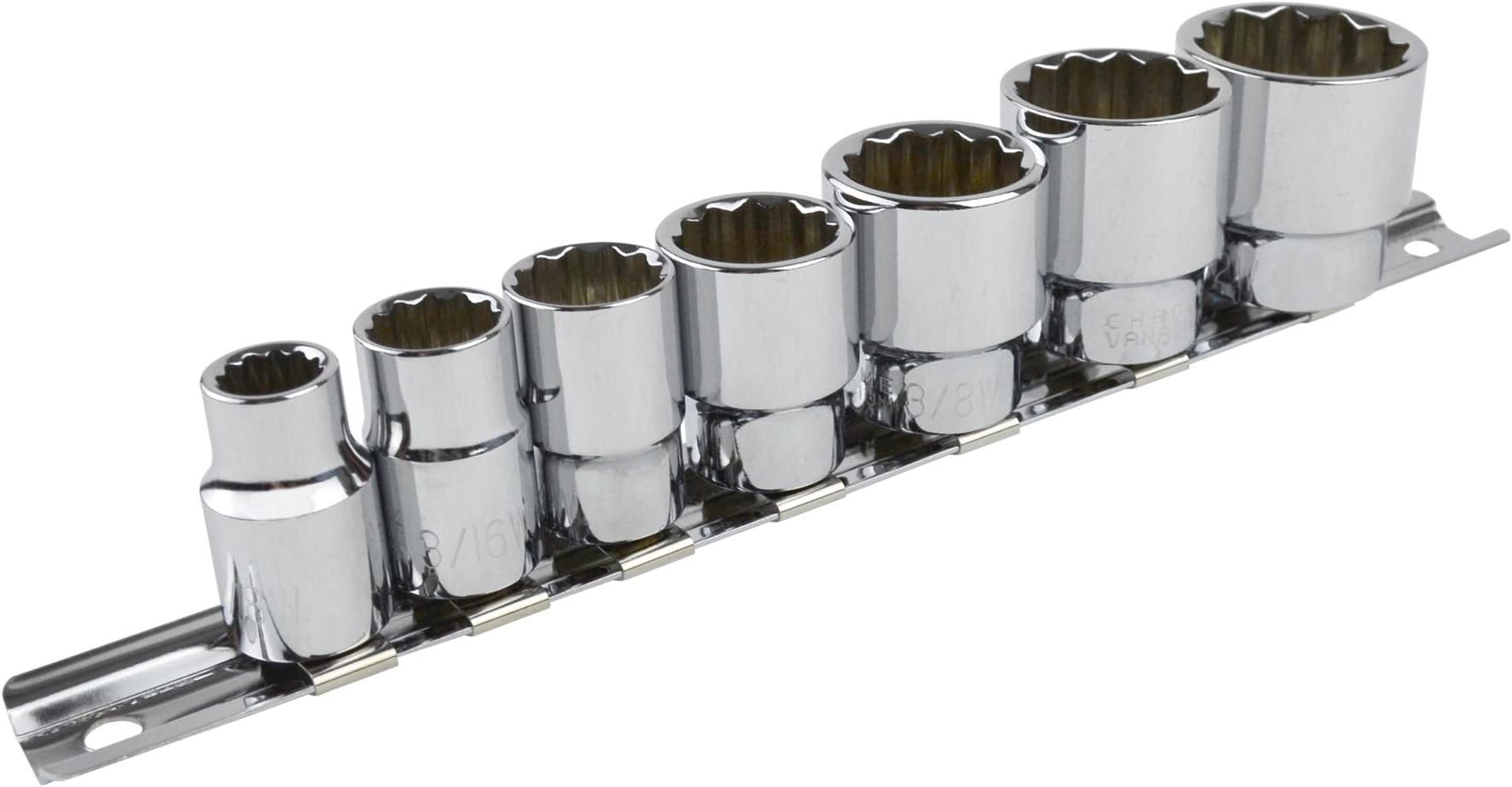 AB Tools Whitworth/BSF/BSW 3/8" drive shallow sockets 7pc set 1/8"-1/2" bi hex LSR29