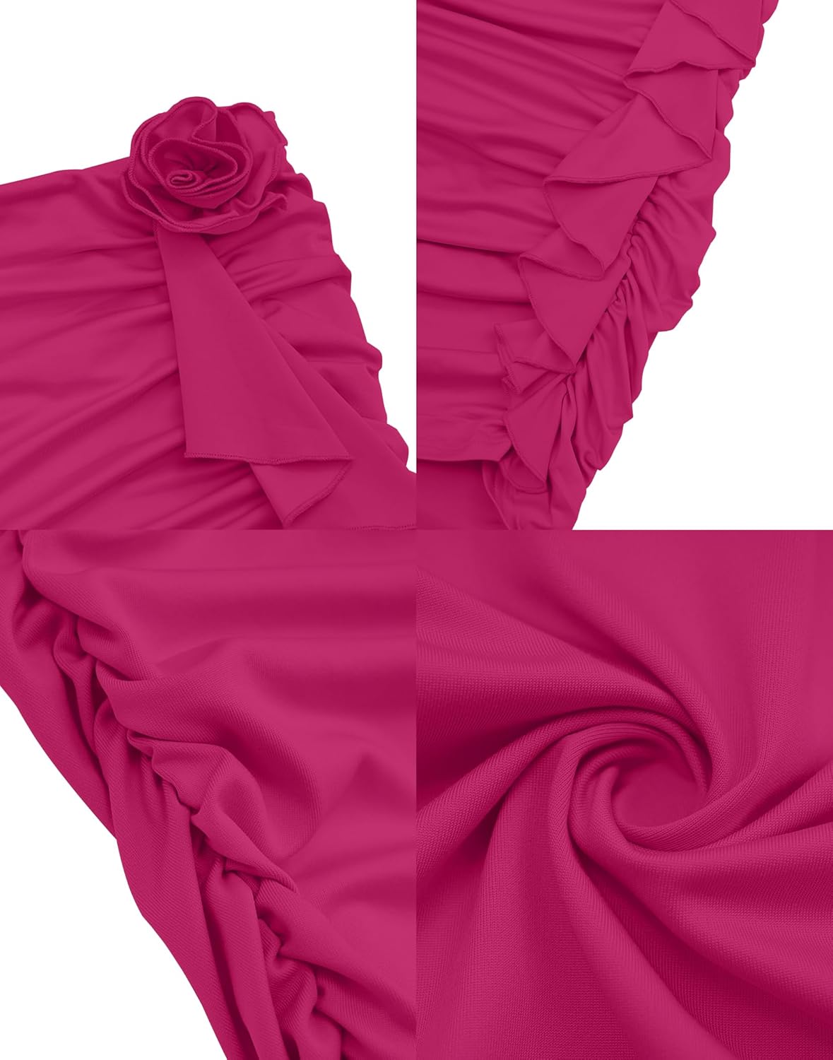 HYPERFIRE Women's Elegant Strapless Tube Ruched Bodycon 3D Floral Tassels Mini Dress Party Cocktail Dresses - Image 6