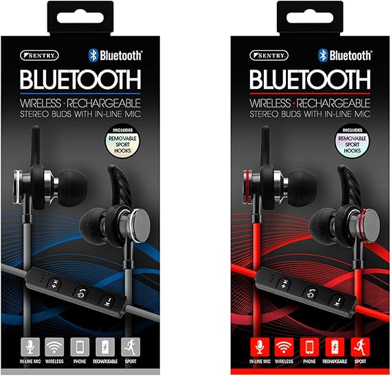 SENTRY Industries Inc. HPXBT150 Bluetooth Flat Cord Earbuds with Microphone,Multicoloured