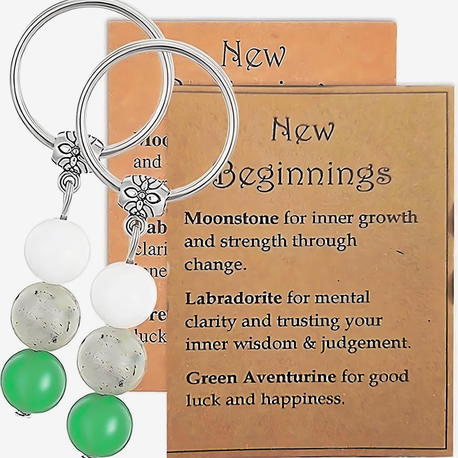 GDQQOYWQT 2pcs New Beginnings Crystal Keychain Set, keychains for women, Inspirational Gifts for Friends, Divorce Recovery, Breakup Encouragement and Good Luck Charms