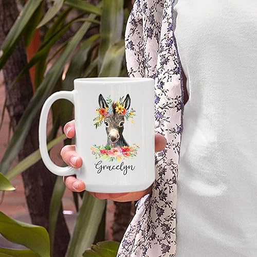Miniatura 6 de Taza de café de burro personalizada, bonita taza de café de burro para amantes de los animales, niñas, hermana e hija, taza de té personalizada con