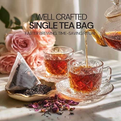 Miniatura 5 de BLOSSOM RITUAL Dreamy Roses  Té negro Hoja suelta  20 bolsas piramidales de base natural  Sirve hasta 60 tazas  Infusión de pétalos de rosa  Aumenta