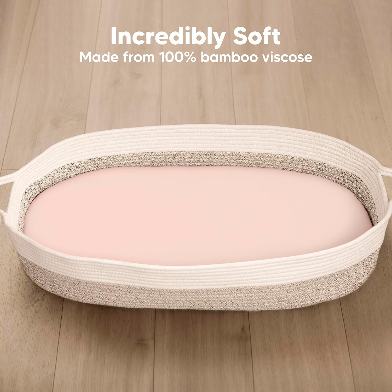 2-Pack Baby Bassinet Sheets Girl, Boy – 33×17 Viscose Derived from Bamboo Bedside Mattress Fitted Bassinet Sheets, Compatible with Halo Bassinest Swivel Sleeper, Baby Delight, Graco (Cameo)