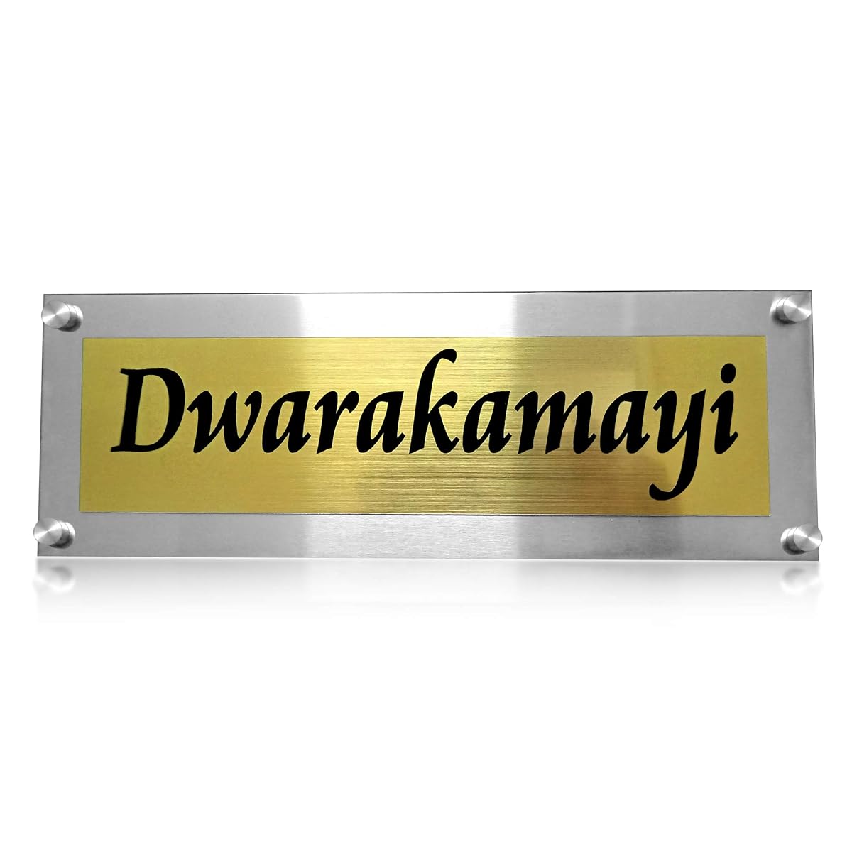 DLCCREATION Stainless Steel Name Plate (33 x 11.5 cm, Silver)