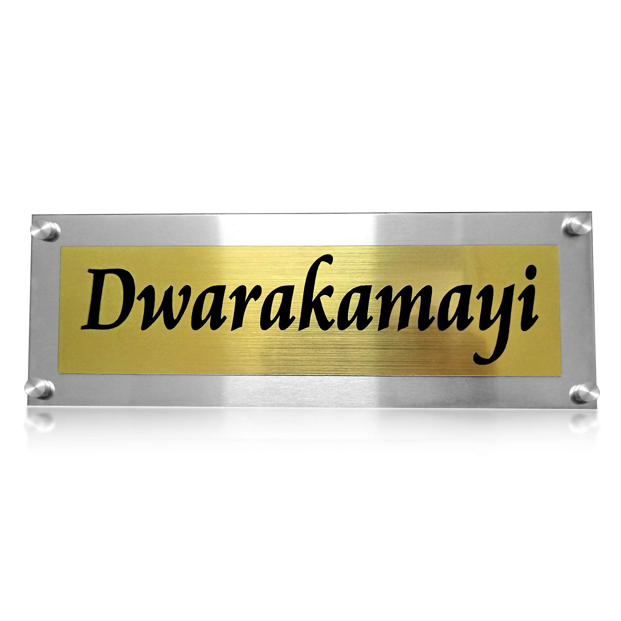 DLCCREATION Stainless Steel Name Plate (33 x 11.5 cm, Silver)