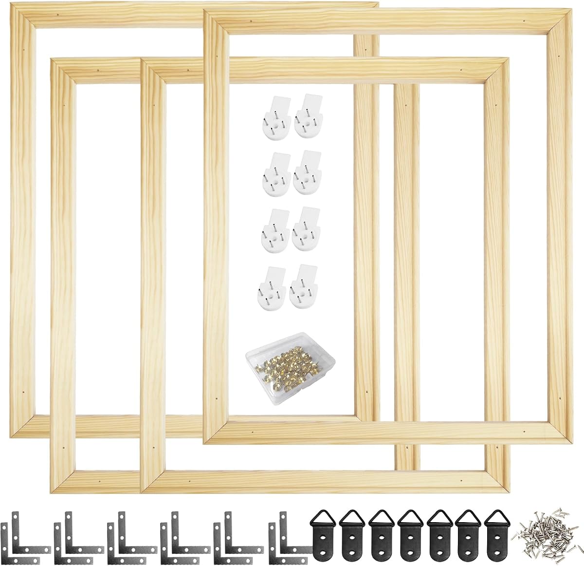 Juego de 4 barras de bastidor de lienzo de 16x20 pulgadas, marco de lienzo, marcos de madera, kit para impresiones, pintura al óleo, imágenes, puntadas y bordados de punto de aguja, artes de bricolaje