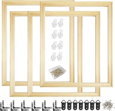4 Set 16x20 Inch DIY Canvas Stretcher Bars Canvas Frame Wood Frames Kit for Prints, Oil Painting, Pictures, Stitch and Needlepoint Embroidery DIY Arts