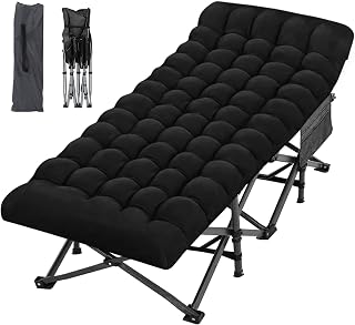 Besunbar Cuna plegable de camping de 32 pulgadas con colchón para adultos, cama portátil con bolsa de transporte para cama de invitados en casa, al aire libre, playa y oficina, color negro