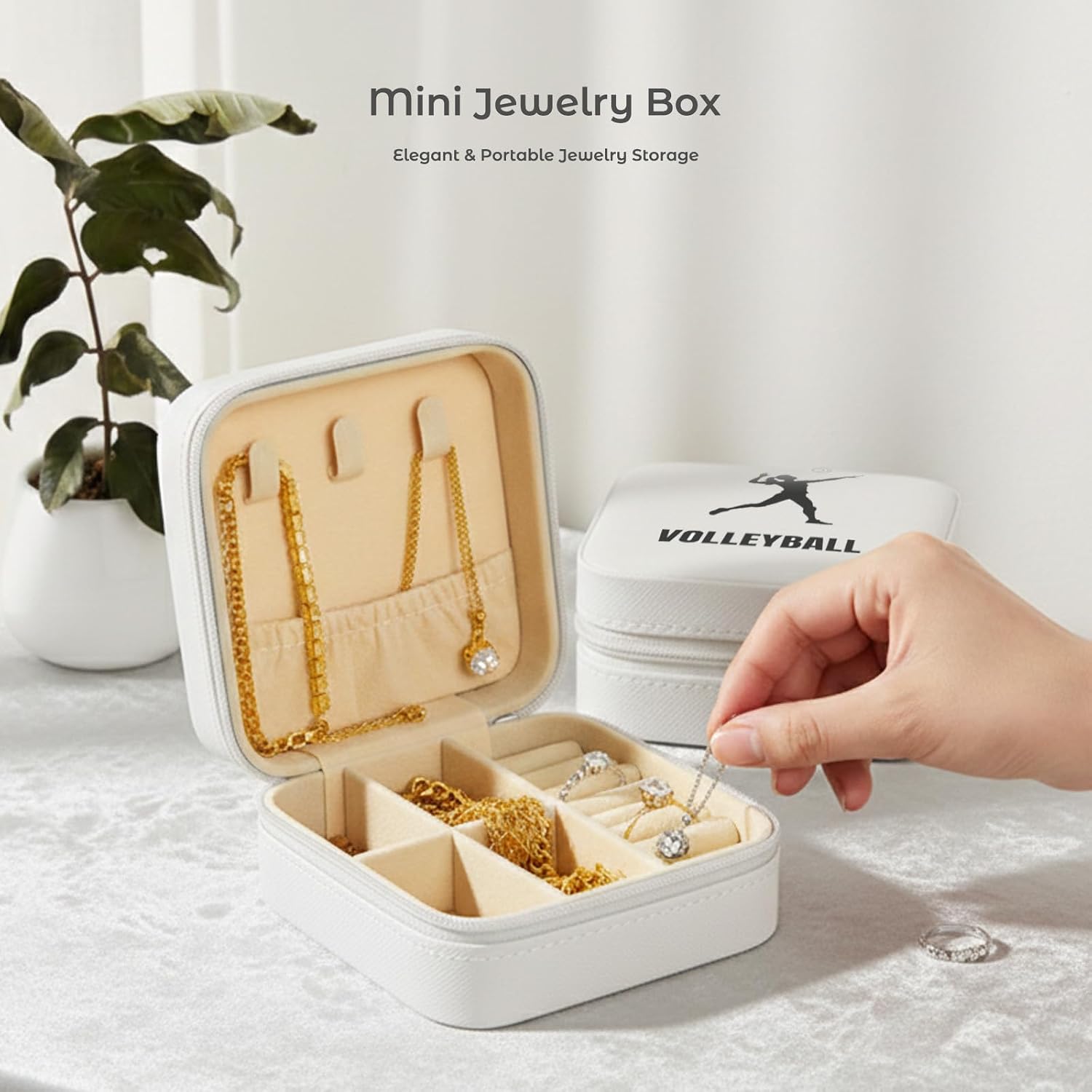 12 Pack Volleyball Mini Travel Jewelry Case Set, Portable Square Jewelry Organizer Storage Box for Sports Teams, Club Lovers & Female Players, Perfect Graduation & Birthday Gifts image 2