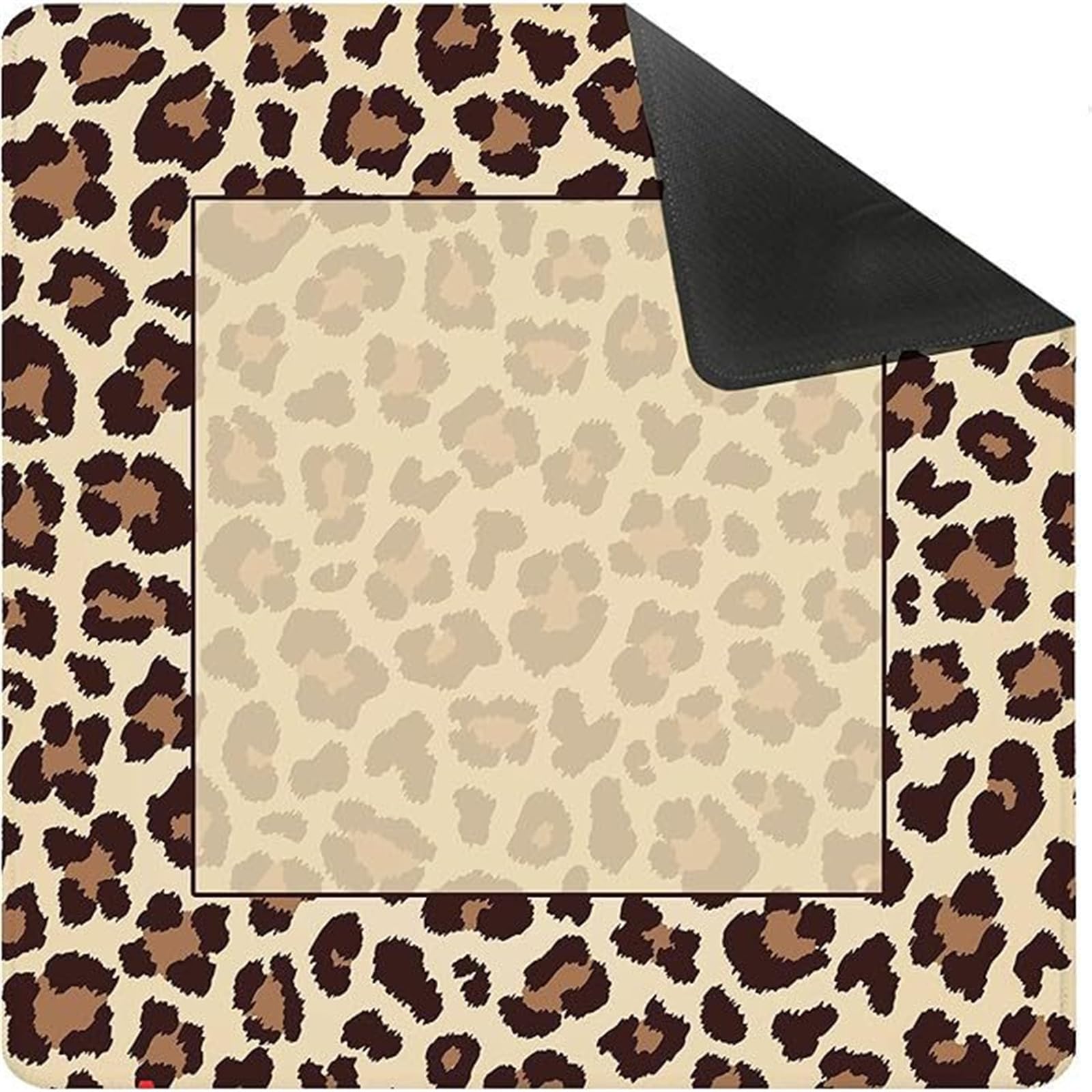 Lukery Silent Wear-Resistant Square Mahjong Mat for Table (Leopard,120x120cm)
