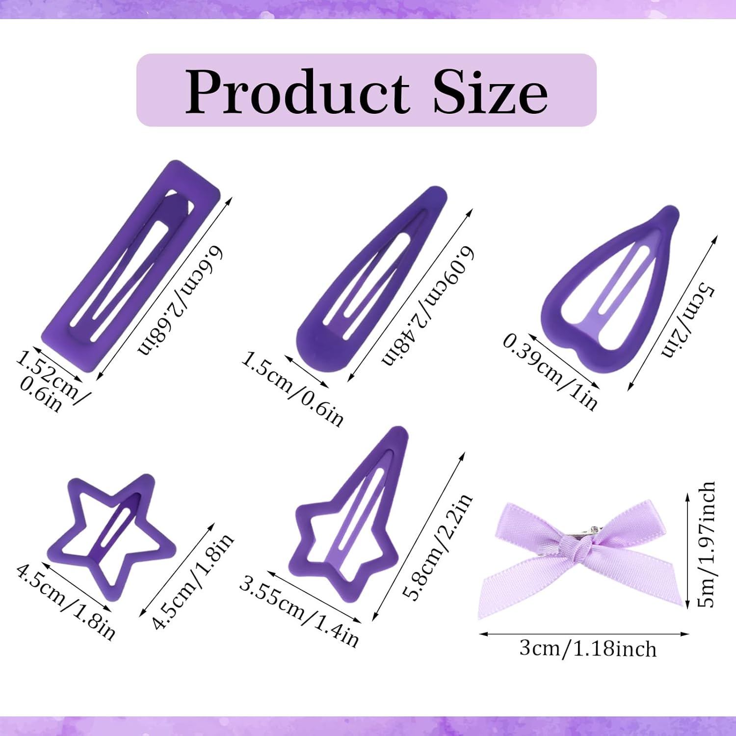 21Pcs Purple Hair Clip, Star Hair Clips, Purple Cute Hairs Accessories Hairs Clips Snap Clip, Non-Slip Y2k Stars Barrettes for Women Girls Gift - Image 5