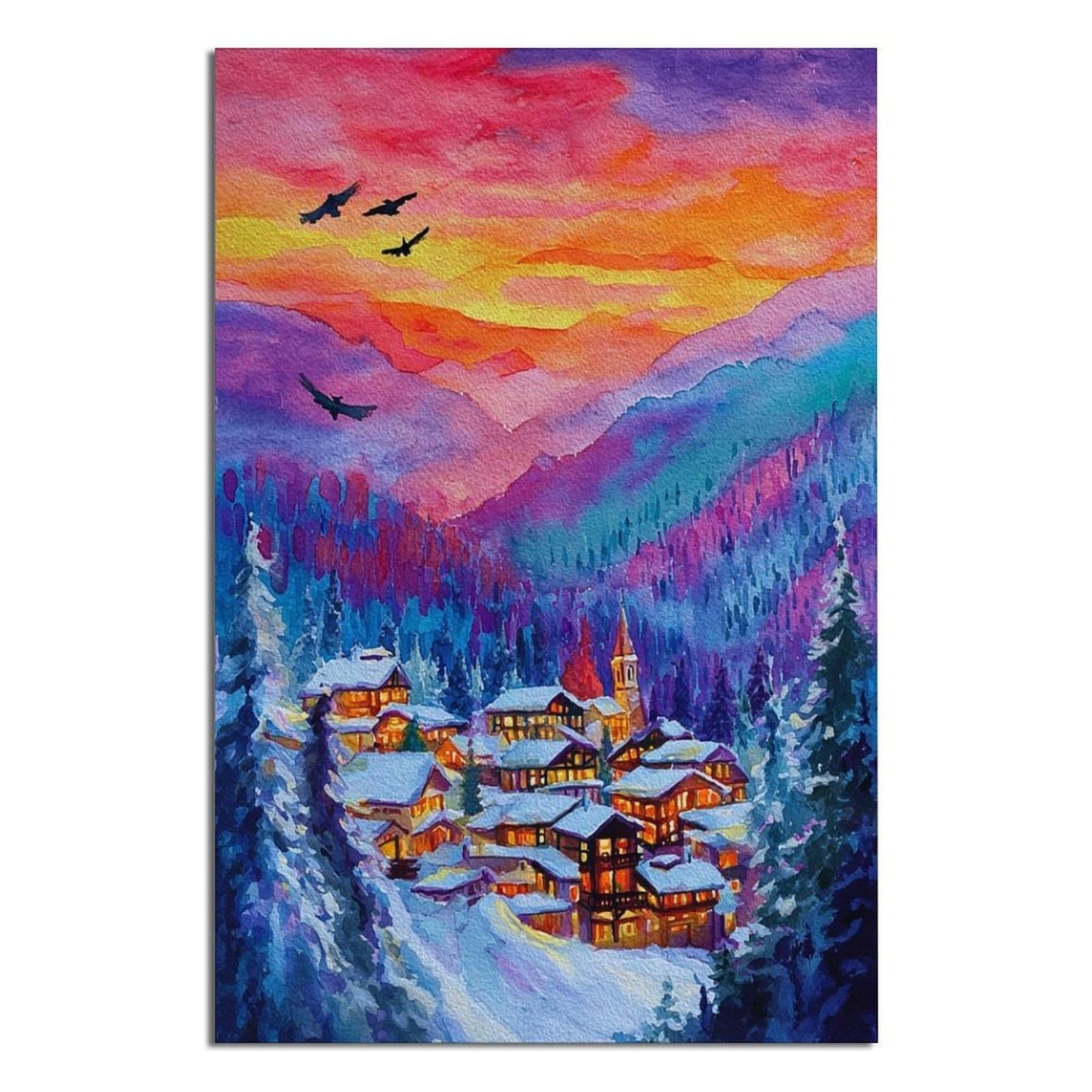 Vail Colorado Ski Posters 20x30inch(50x75cm) Vintage Watercolor Canvas Art