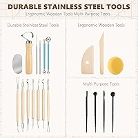 Vista 3 de 23 piezas de herramientas de arcilla para esculpir, herramienta de modelado de cerámica y cerámica, juego de herramientas de cerámica, kit