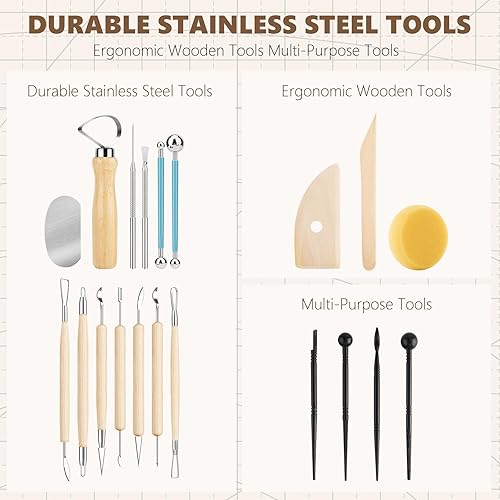 Miniatura 3 de 23 herramientas de arcilla para esculpir, herramienta de modelado de cerámica y cerámica, juego de herramientas de cerámica, kit de herramientas de