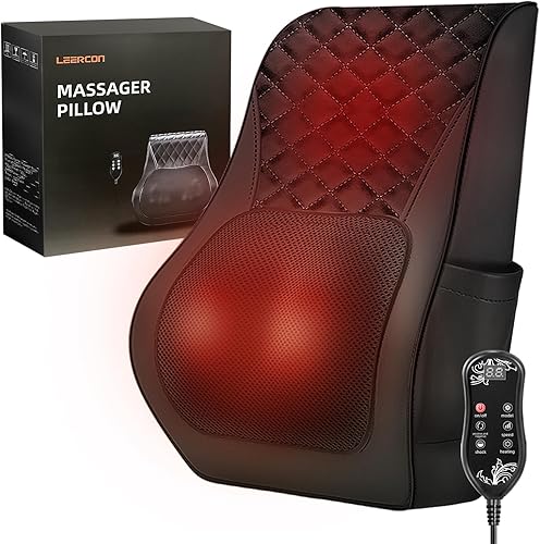 Masajeador de espalda con cable con tejido profundo de calor Shiatsu masajeador de cuello, alivio del dolor, almohada de masaje para cuello,