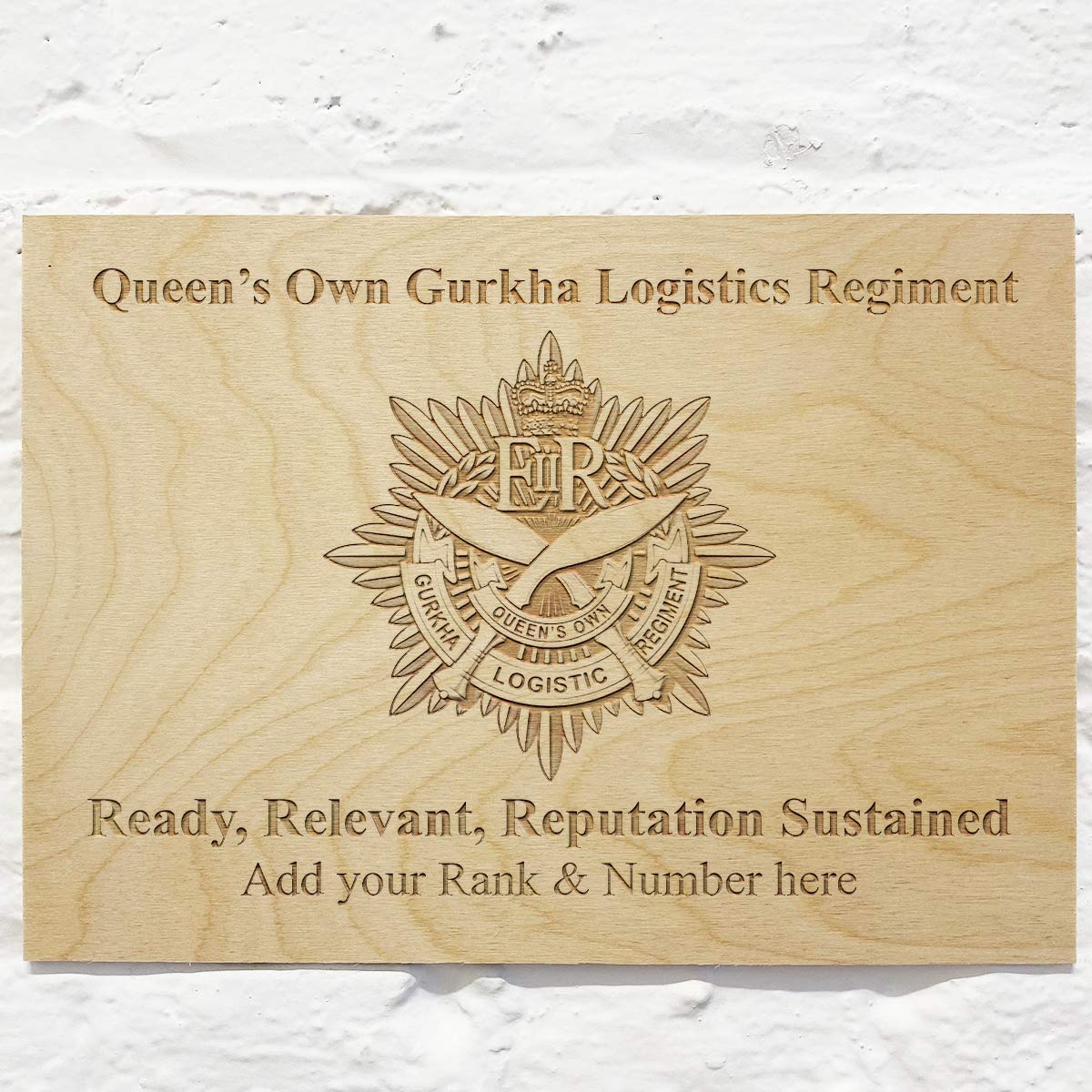 Queen's Own Gurkha Logistics Regiment Personalised Add Name Custom Wooden wall sign Plaques 30x40cm (11.8"x15.8")