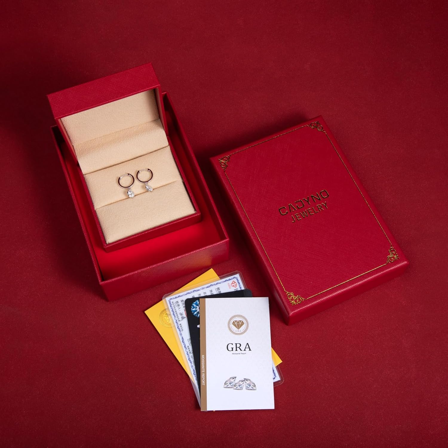 14K White Gold Dangle Drop Hoop Earrings 2 CT Moissanite Real Solid Gold Hypoallergenic Earring for Women Men Her - Image 6