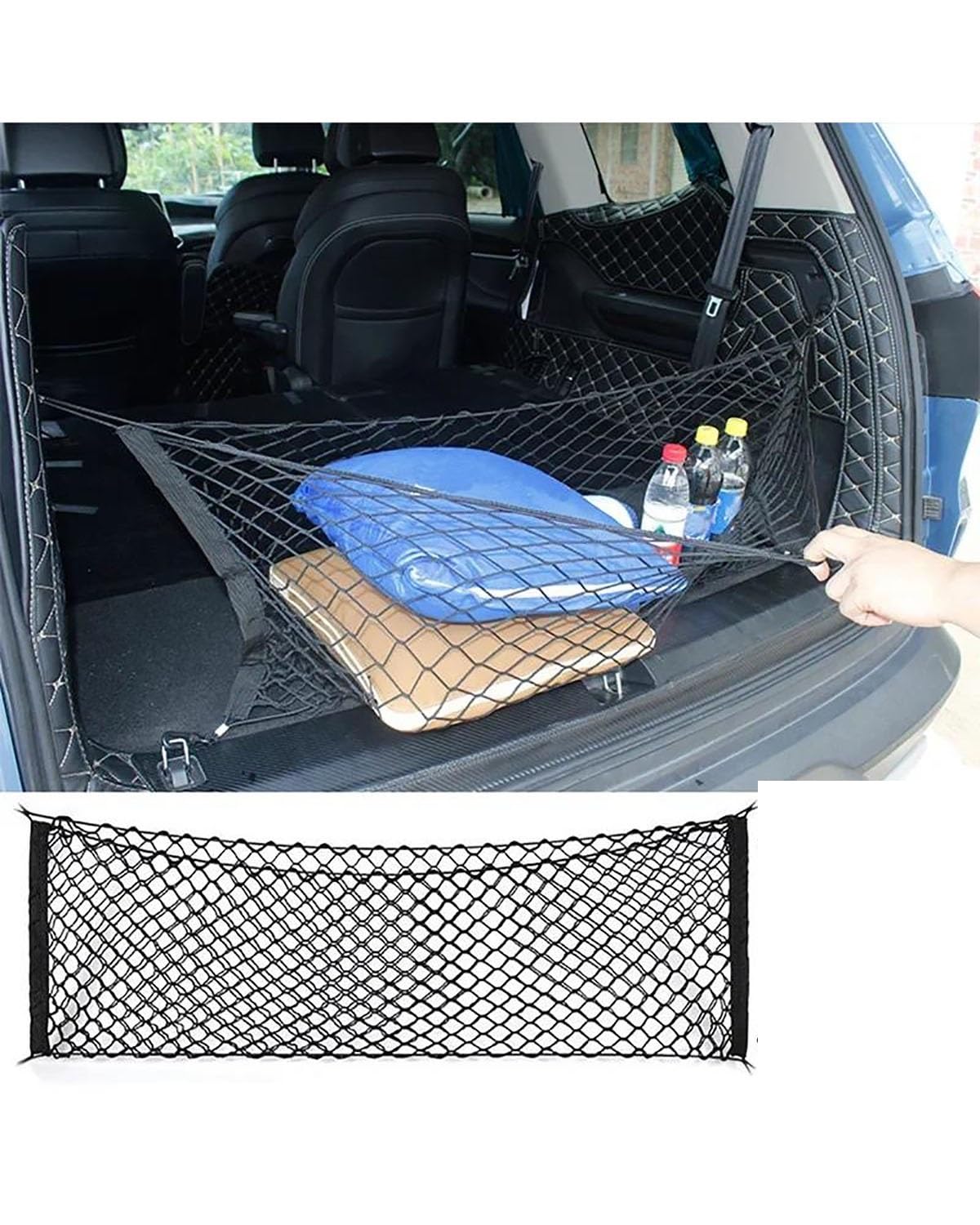 Filet de coffre de voiture extensible nylon élastique avec crochets - 8