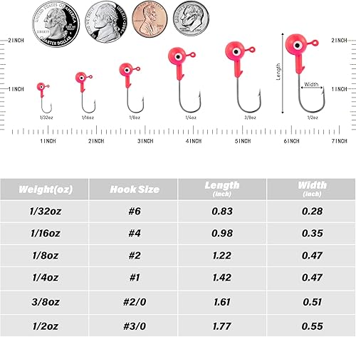 Miniatura 5 de Dr.Fish Paquete de 20 cabezas de plantilla de pesca, cabezas de plantilla de cangrejo, cabeza redonda de bola, anzuelos de pesca afilados para pesca