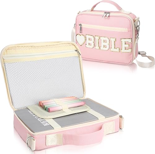 Silkfly Funda grande de felpilla para la Biblia con letras de felpilla para niña, parches preparatorios, estuche bíblico de iglesia para mujeres, disponible en Yaxa Venezuela
