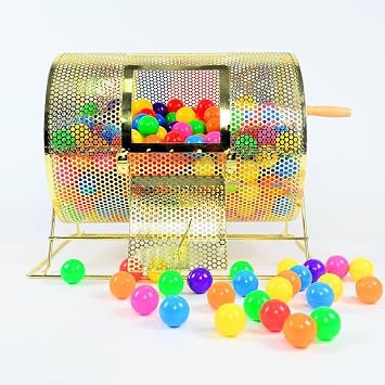Lottery Drawing Machine, Lottery Machine Bingo Cage, Metal Raffle Drum Spin Machine, Bingo Lottery Party Lucky Draw Fundraiser for Lottery, Promotional Activities (Holds 130 Balls)
